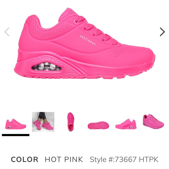 Skechers Hot Pink “Uno - Night Shades” Sneakers Women’s SIZE 7 - Picture 10 of 12